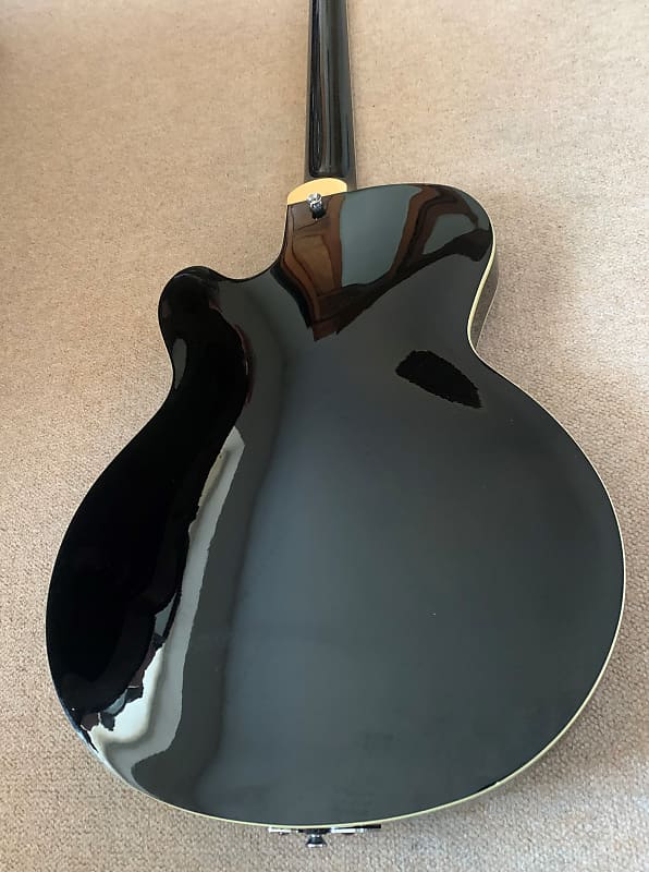Italia Torino Semi-Hollow Body Bass Guitar, Black - Image 10