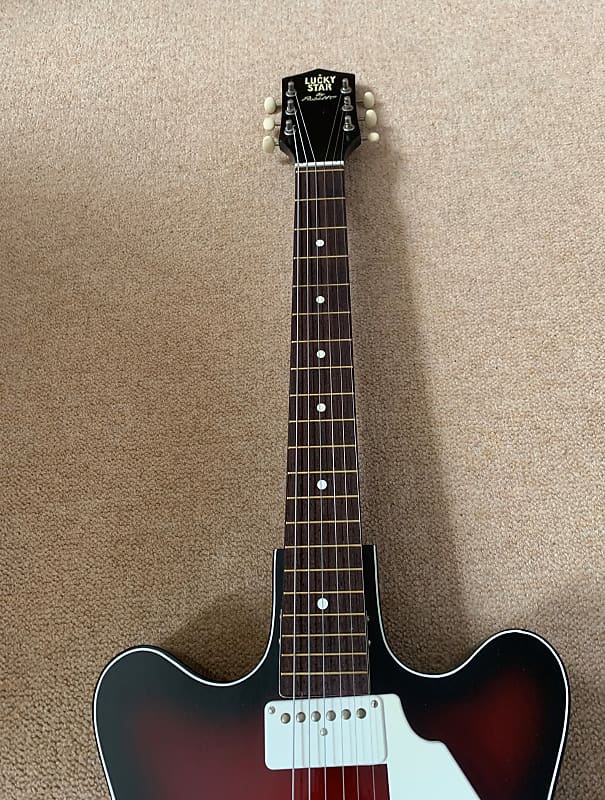 Rosetti Lucky 7 Semi-Hollow Body Electric Guitar Early 1960's Red Burst - Image 4