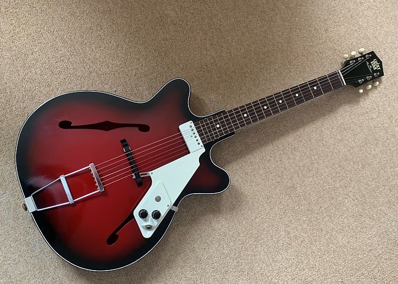 Rosetti Lucky 7 SemiHollow Body Electric Guitar Early 1960's Red Burst