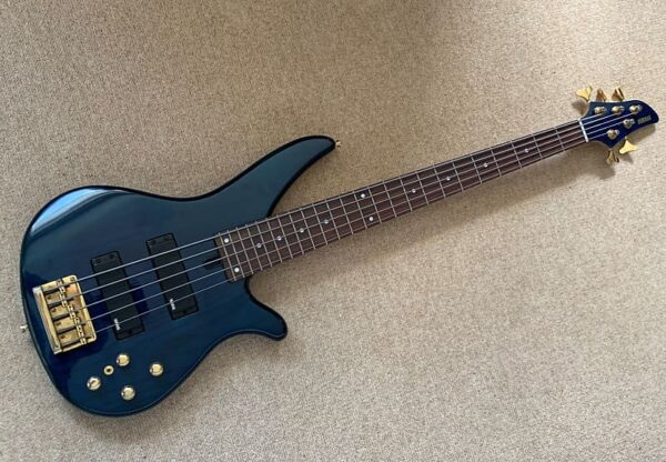 Yamaha RBX765A 5 string bass. Trans Blue with Simms LED'S - Rock Stock ...