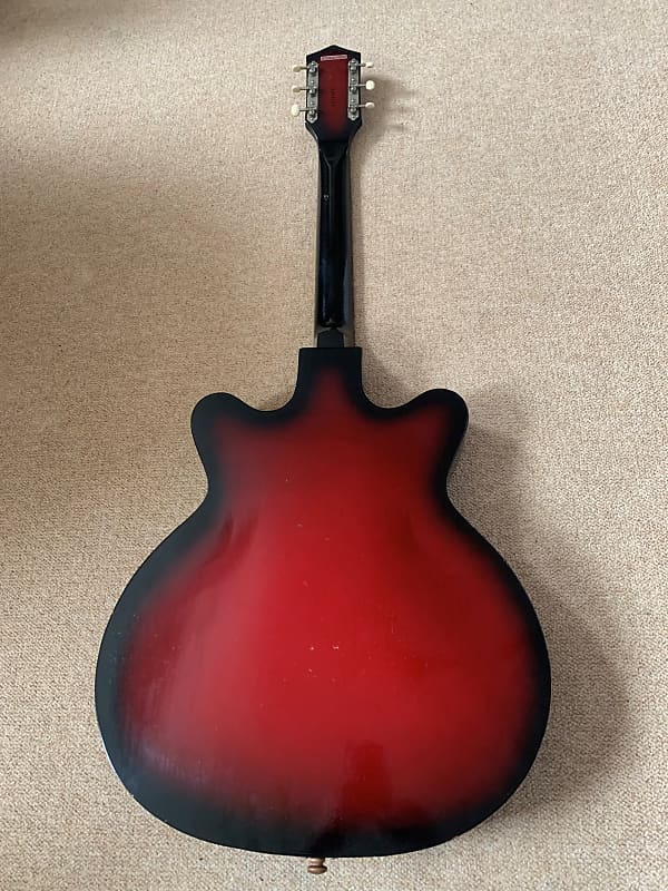 Rosetti Lucky 7 Semi-Hollow Body Electric Guitar Early 1960's Red Burst - Image 9