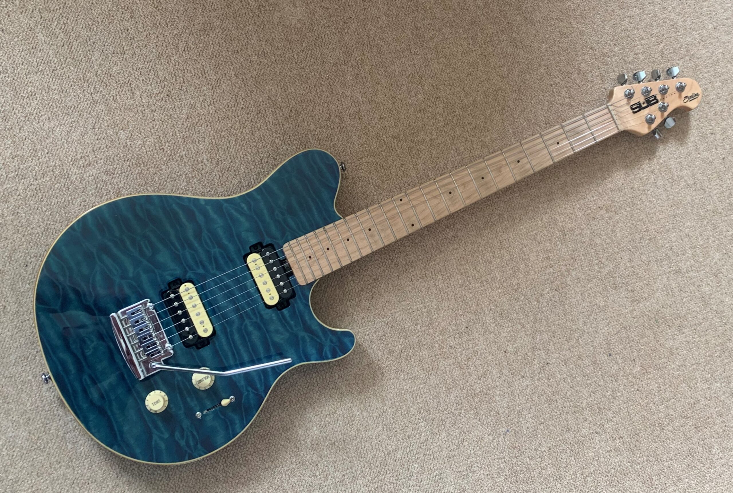 Sterling by Music Man AX3FM Axis Flame Maple Sub, Neptune Blue