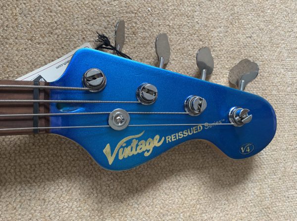 VINTAGE V4 REISSUED BASS GUITAR  BAYVIEW BLUE - Image 5