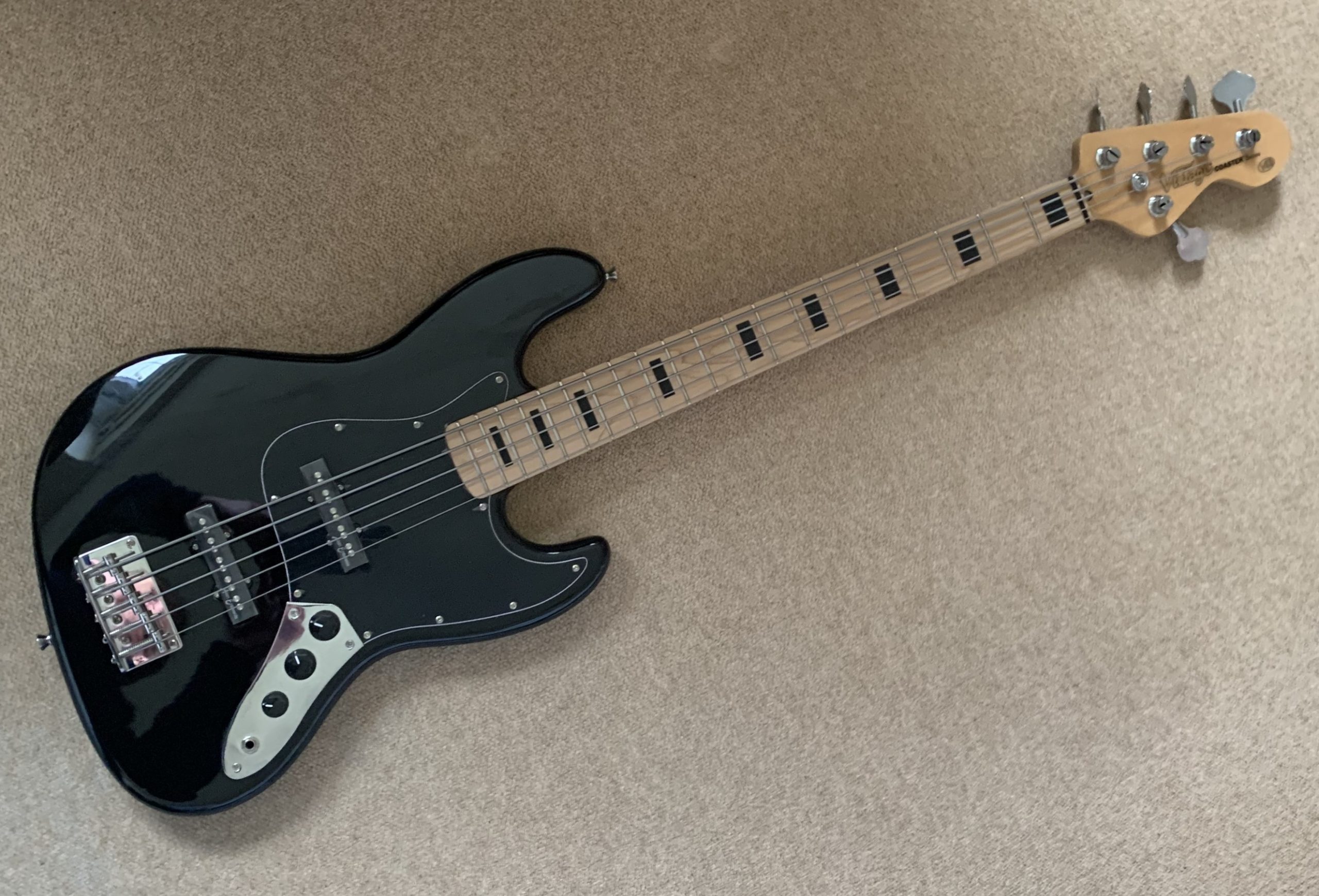 Vintage V495 Coaster Series 5 String Bass, Boulevard Black