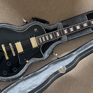 Samick Les Paul Custom Guitar, circa 1990, Black, Gold Hardware