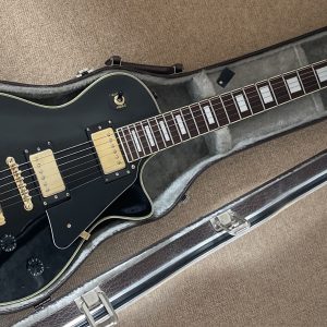 Samick Les Paul Custom Guitar, Korea circa 1990, Black, Gold Hardware